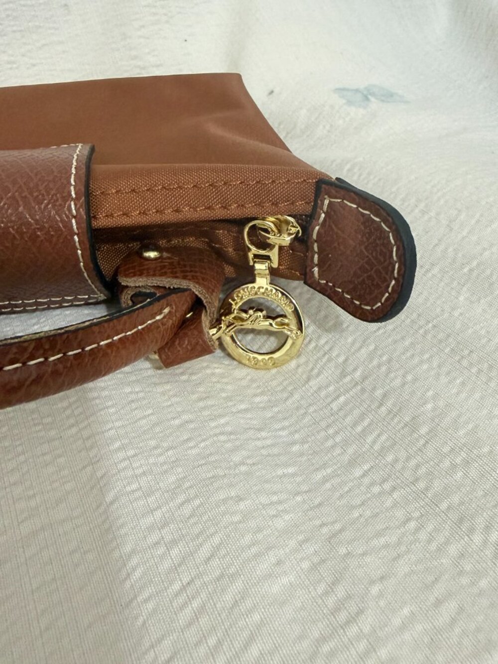 rown Longchamp Mini Le Pliage Handbag with Detachable Strap - Picture 4 of 8